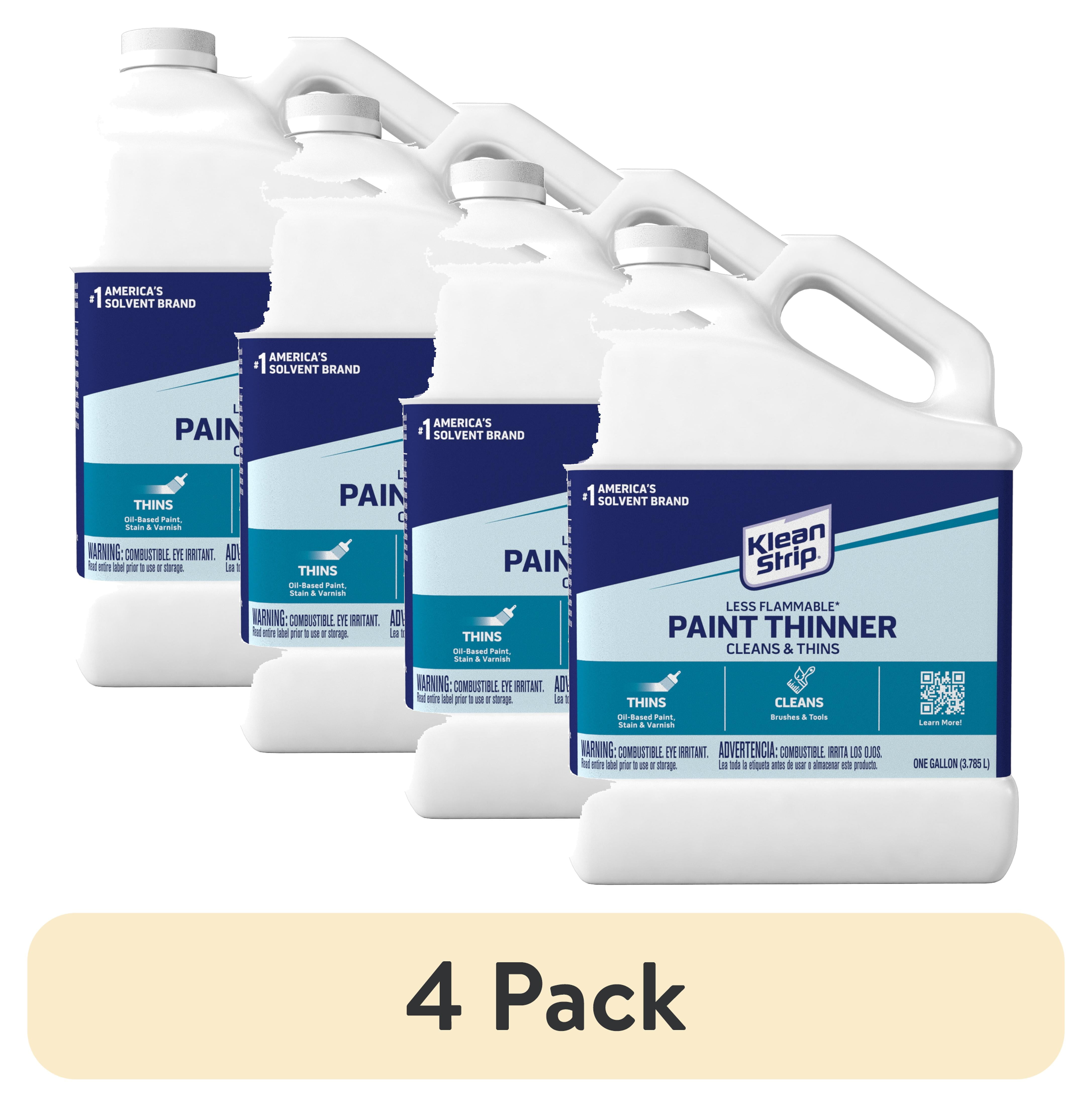 (4 pack) Klean-Strip Less Flammable Paint Thinner, 1 Gallon
