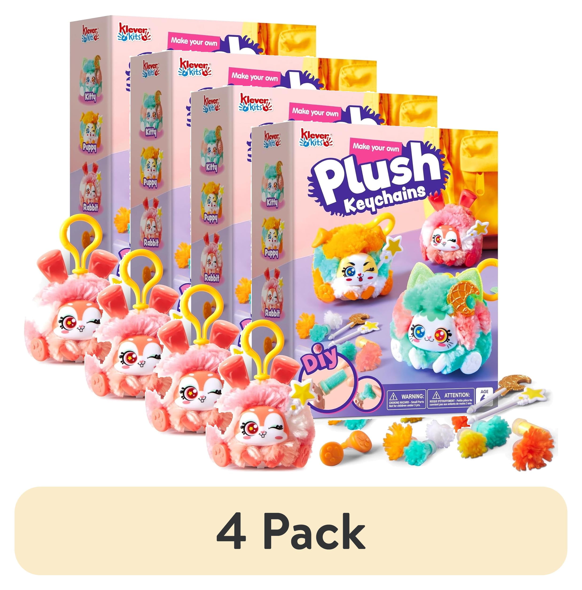 4 pack) Joyfy Plush Craft Kit DIY Keychain Making Craft for Kids 3