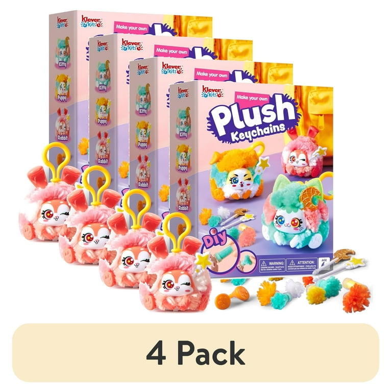 4 pack) Joyfy Plush Craft Kit DIY Keychain Making Craft for Kids 3