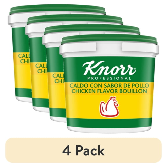 (4 pack) Knorr Professional Caldo de Pollo, Shelf Stable Chicken Flavor Granulated Bouillon, 4.4 pounds