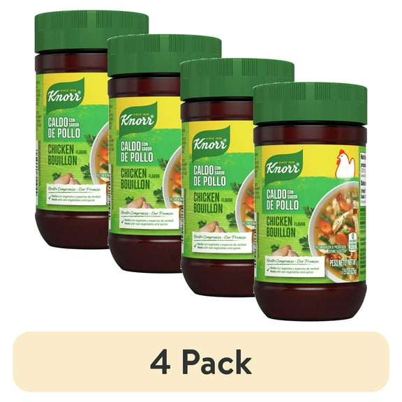 (4 pack) Knorr Granulated Bouillon Chicken Flavor Cholesterol-Free Powder, 7.9 oz Jar