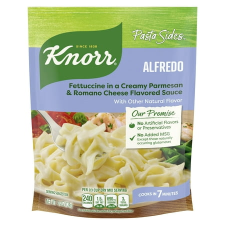 (4 pack) Knorr Pasta Sides Alfredo Fettuccine Made with No Artificial Flavors, 4.4 Oz Pouch