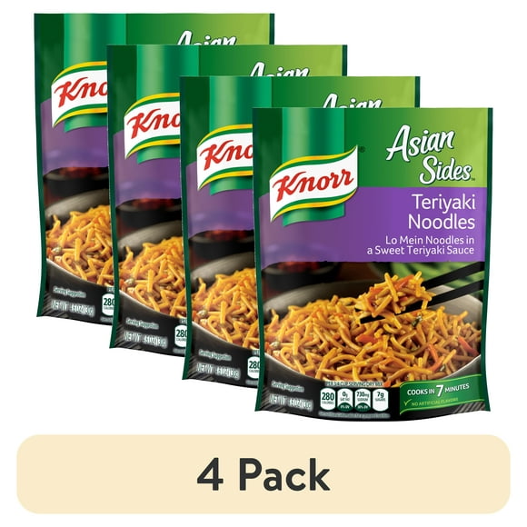 (4 pack) Knorr Pasta Sides Teriyaki Noodles Lo Mein Noodles Made with No Artificial Flavors, 4.6 Oz Pouch