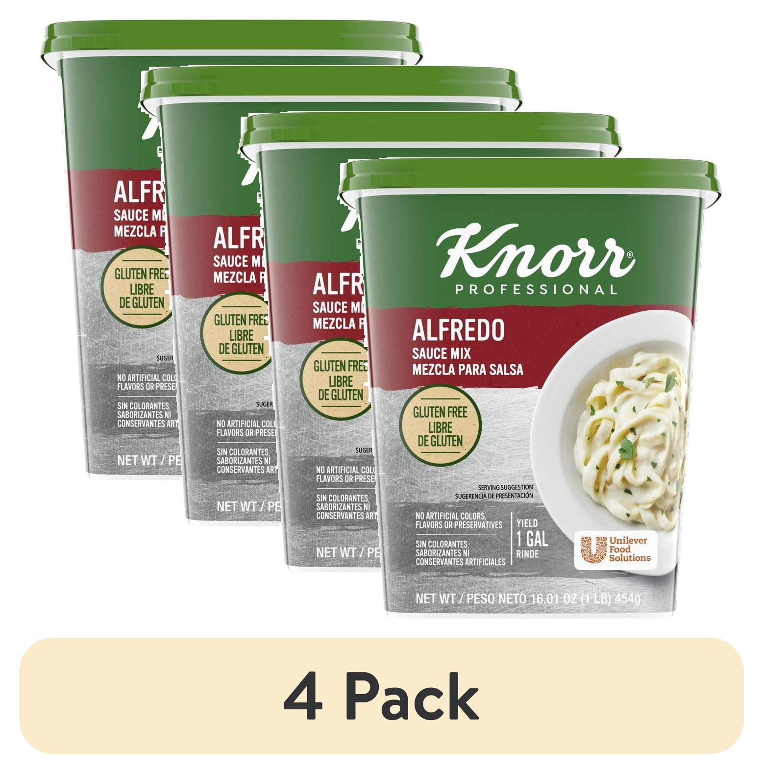 (4 pack) Knorr Professional Alfredo Sauce, Gluten Free, Real Parmesan and Black Pepper, 1lb