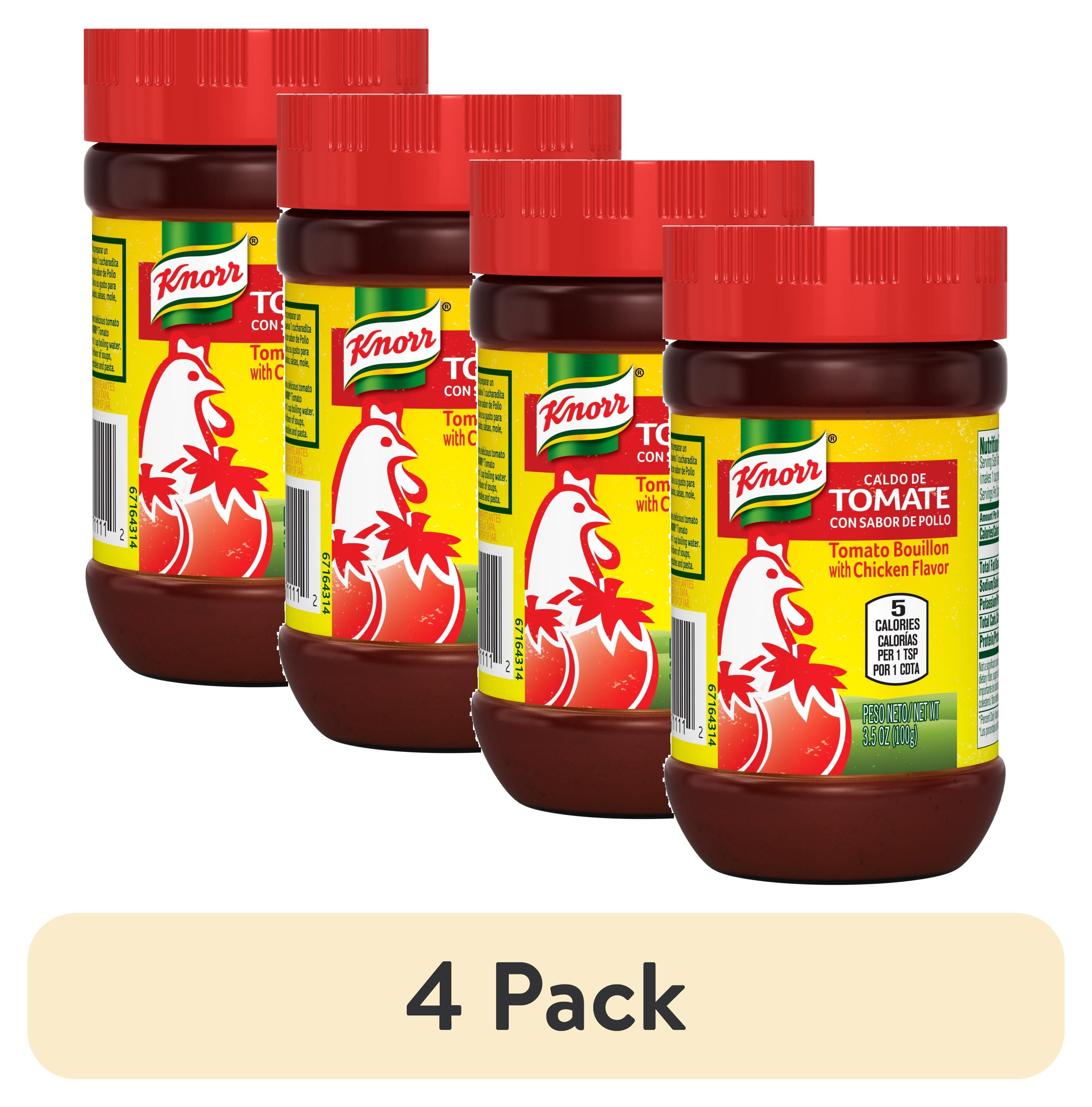 (4 pack) Knorr Shelf Stable Paste Tomato and Chicken Bouillon, 3.5 oz Jar