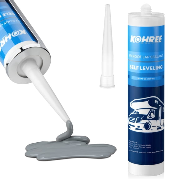 (4 pack) Kohree RV Roof Sealant,Self-Leveling Lap Sealant Waterproof ,RV Caulking for Roofing,RV Trailers Campers Repair - 1 Pack,10.1 Fl OZ,Gray