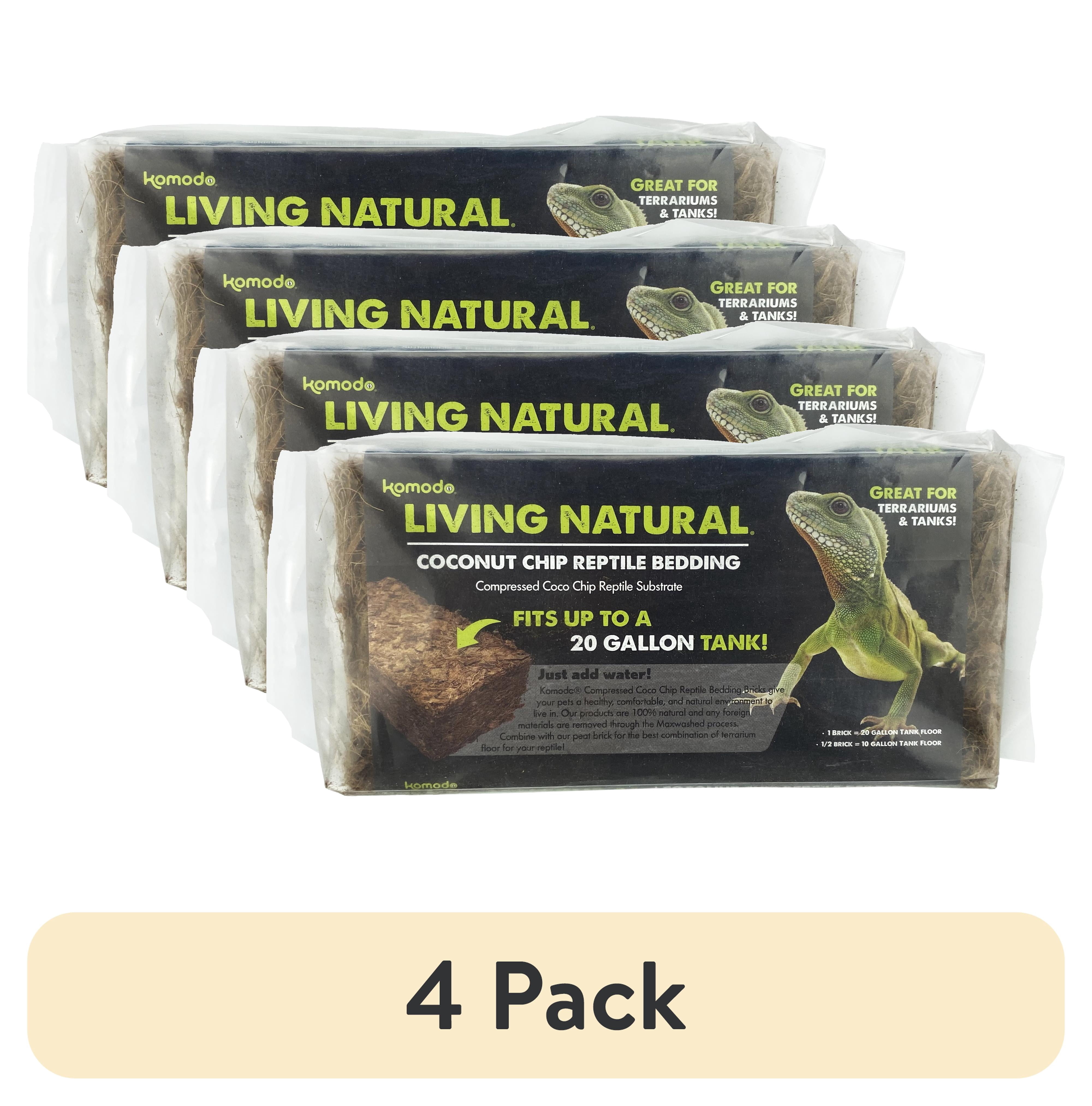(4 pack) Komodo Compressed Coco Chip Brick, Reptile Bedding for Terrarium