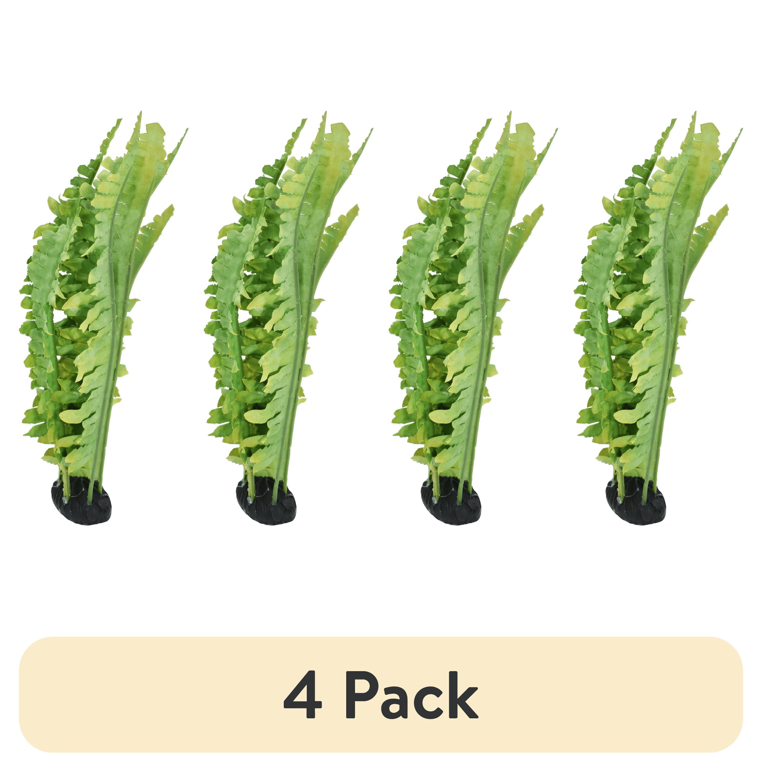 (4 pack) Komodo Reptile Green Artificial Silk Fern Plant for Tank, Aquarium Decor