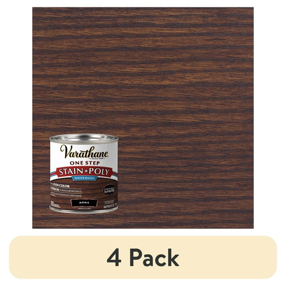 (4 pack) Kona, Varathane Stain + Polyurethane, Semi-Gloss -384358, Half Pint