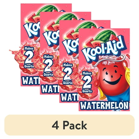 (4 pack) Kool-Aid Unsweetened Watermelon Powdered Soft Drink Mix, 0.15 oz Packet, Powders