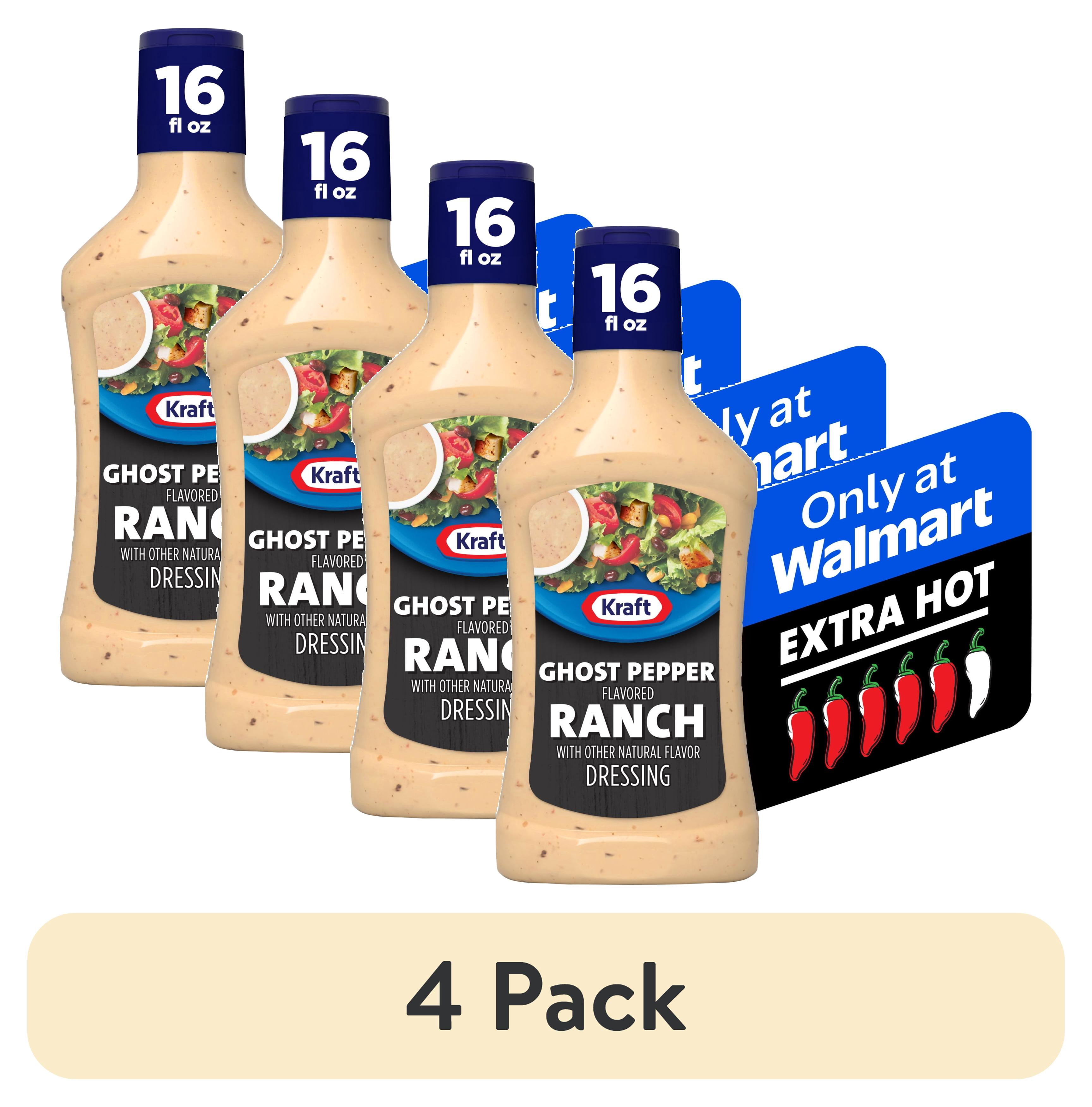 (4 pack) Kraft Ghost Pepper Flavored Ranch Dressing, 16 fl oz Bottle