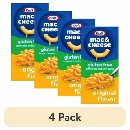 (4 pack) Kraft Gluten Free Mac and Cheese, Brown Rice and Corn Pasta, 1 Box, for Easy Dinner or Dinner Sides, Original Flavor, No Artificial Flavors, Preservatives or Dyes, 6 oz