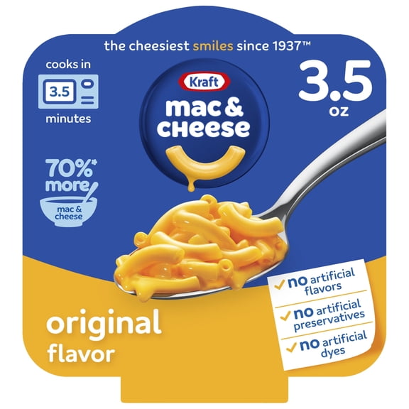 (4 pack) Kraft Mac and Cheese, 1 Big Bowl, for Easy Dinner or Dinner Sides, Original Flavor, No Artificial Flavors, Preservatives or Dyes, 3.5 oz