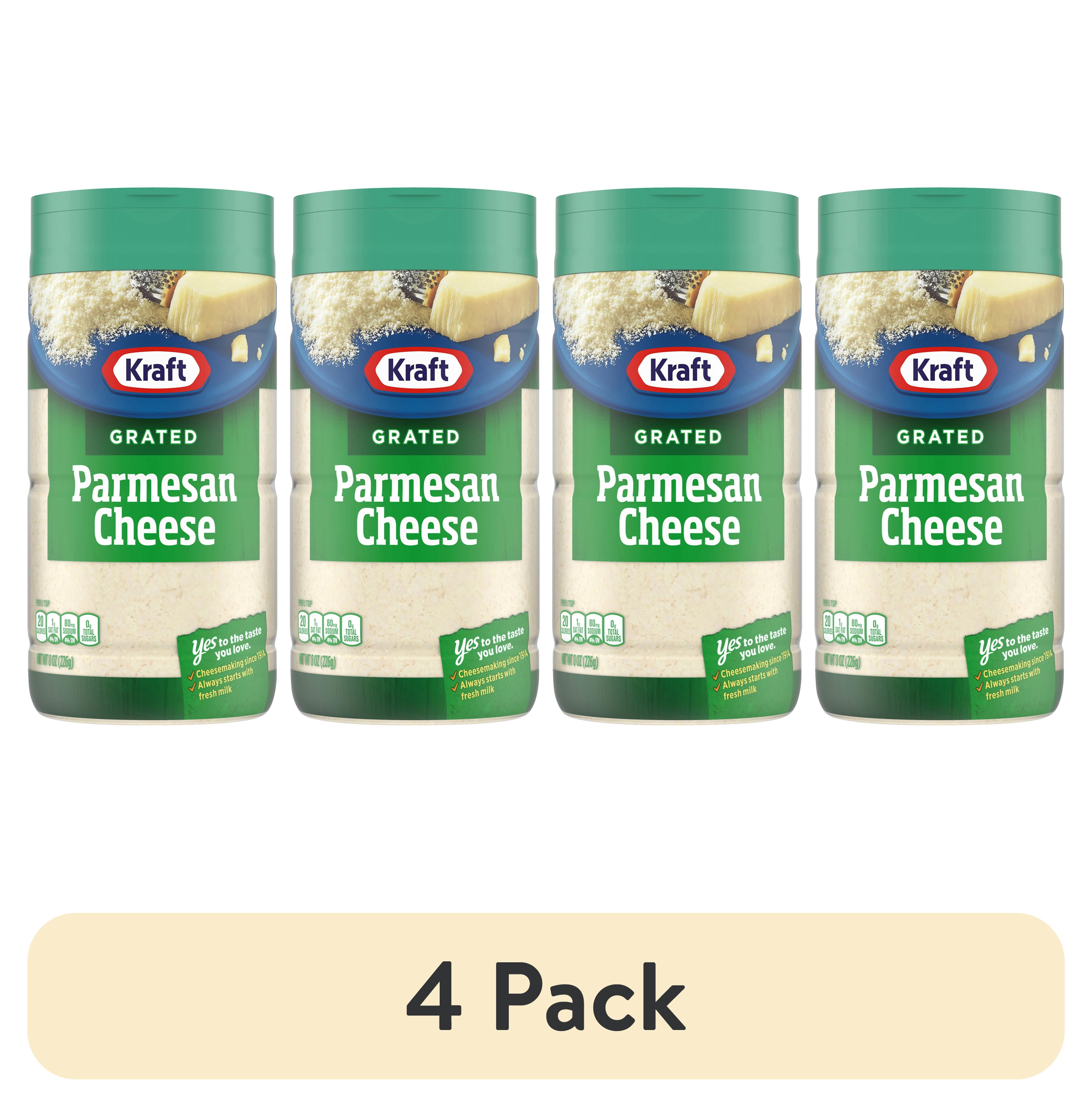 (4 pack) Kraft Natural Grated Parmesan Cheese Shaker, 8 oz Bottle