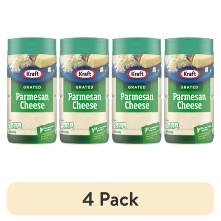(4 pack) Kraft Natural Grated Parmesan Cheese Shaker, 8 oz Bottle