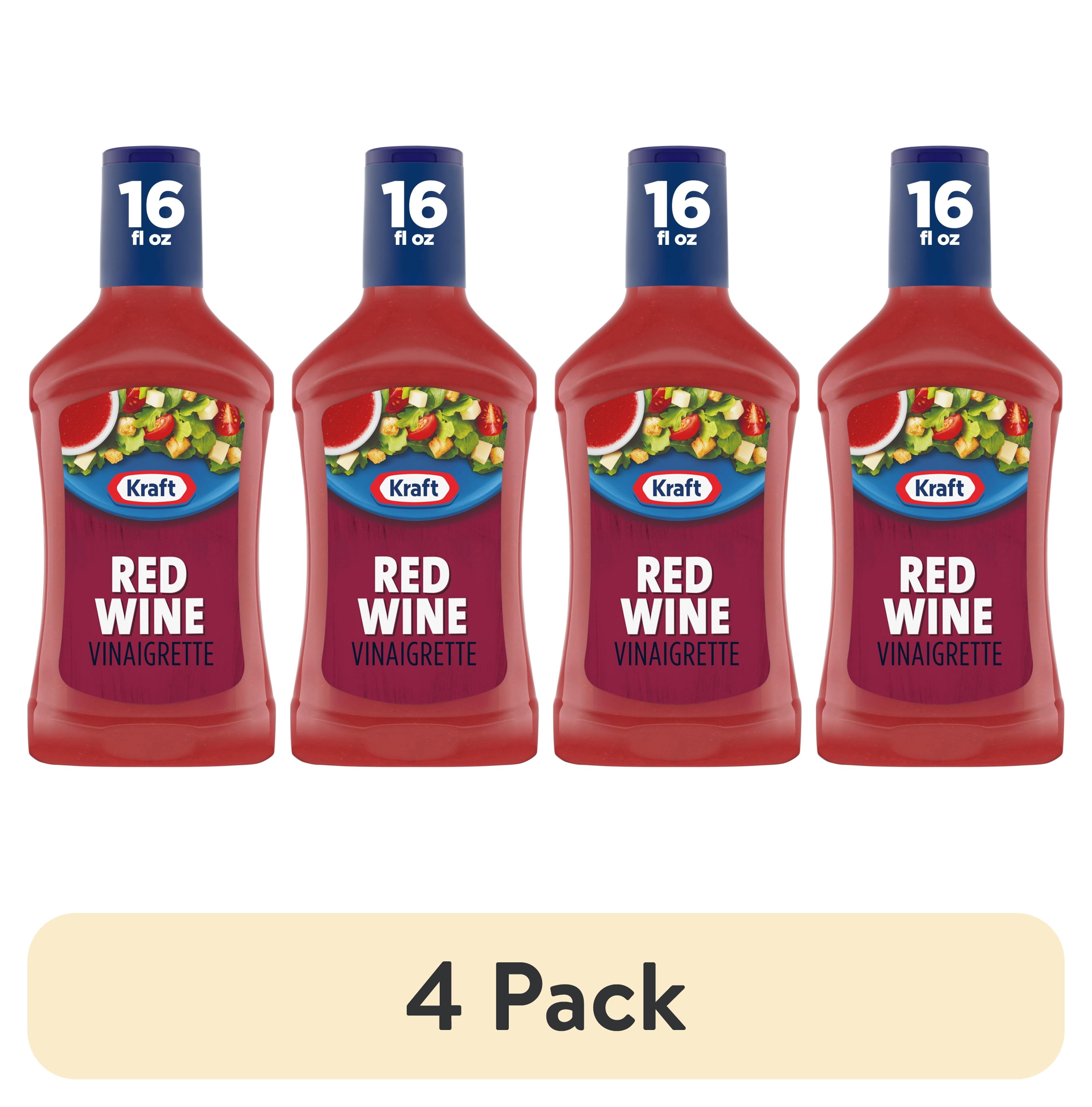 (4 pack) Kraft Red Wine Vinaigrette, 16 fl oz Bottle