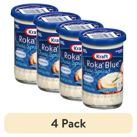 (4 pack) Kraft Roka Blue Cheese Spread with Philadelphia Cream Cheese, 5 oz Jar
