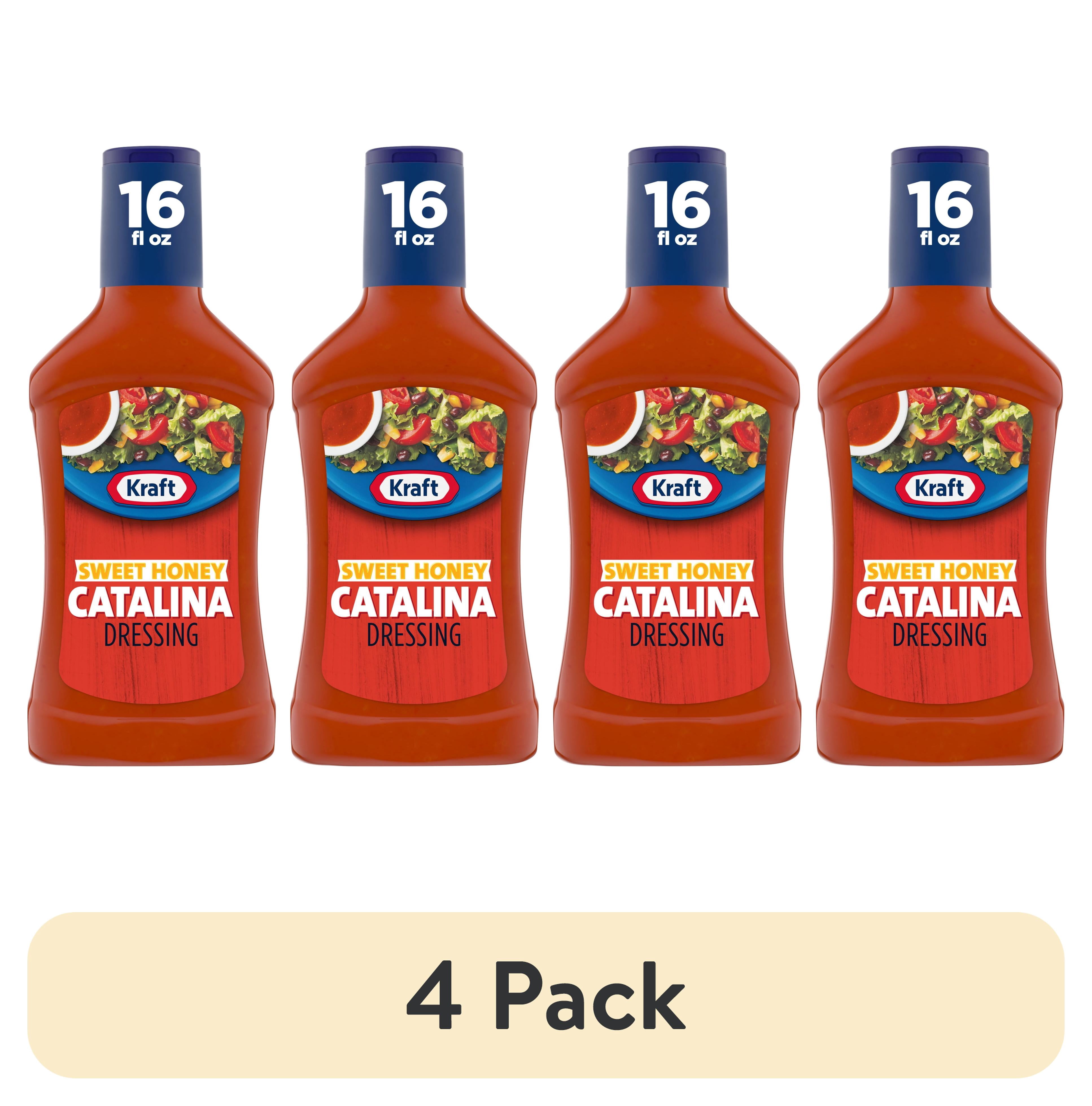 (4 pack) Kraft Sweet Honey Catalina Dressing, 16 fl oz Bottle
