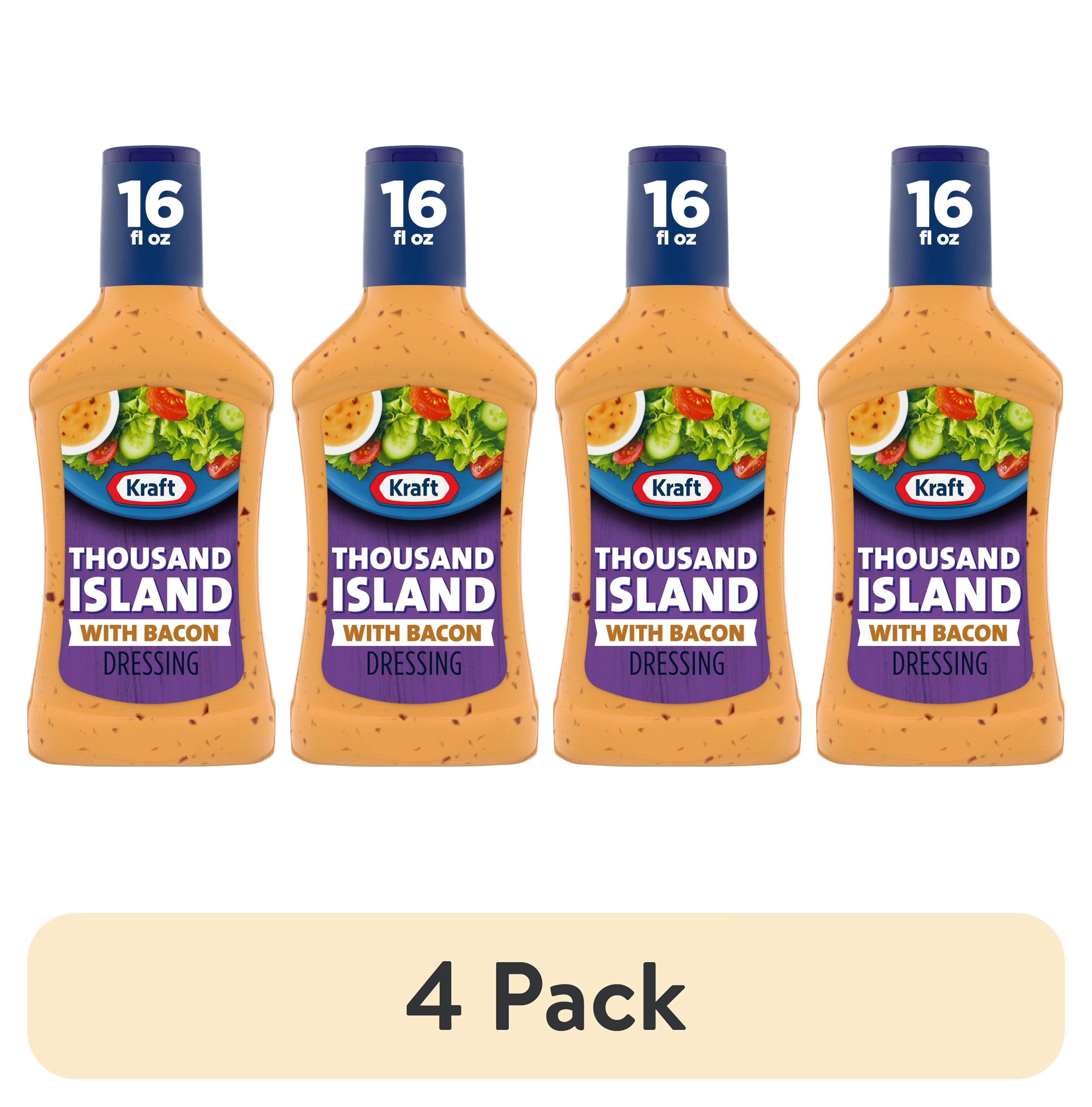 (4 pack) Kraft Thousand Island Dressing with Bacon, 16 fl oz Bottle