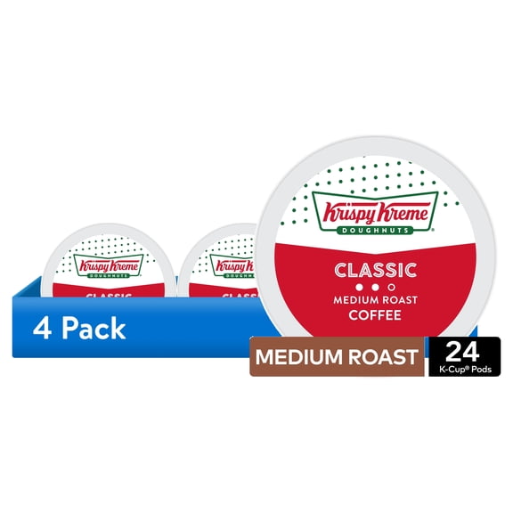 (4 pack) Krispy Kreme Classic Coffee, Medium Roast K-Cup Coffee Pods, 24 Count