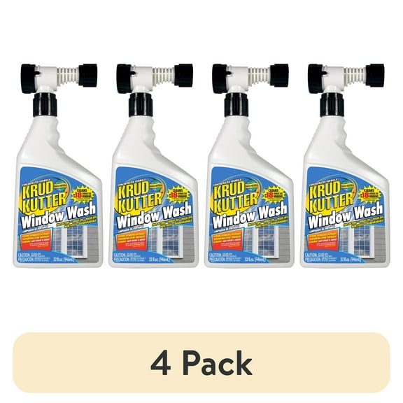 (4 pack) Krud Kutter Window Wash Cleaner with Hose End, Liquid Concentrate, 32 fl oz