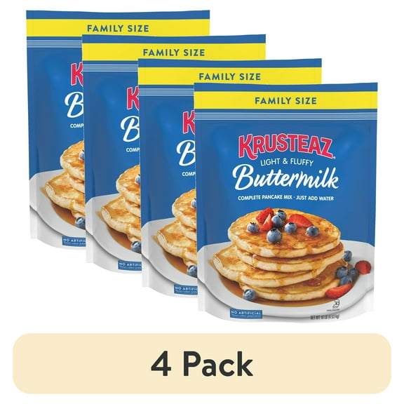 (4 pack) Krusteaz Complete Buttermilk Pancake and Waffle Mix, Light & Fluffy, Just Add Water,10 lb Bag
