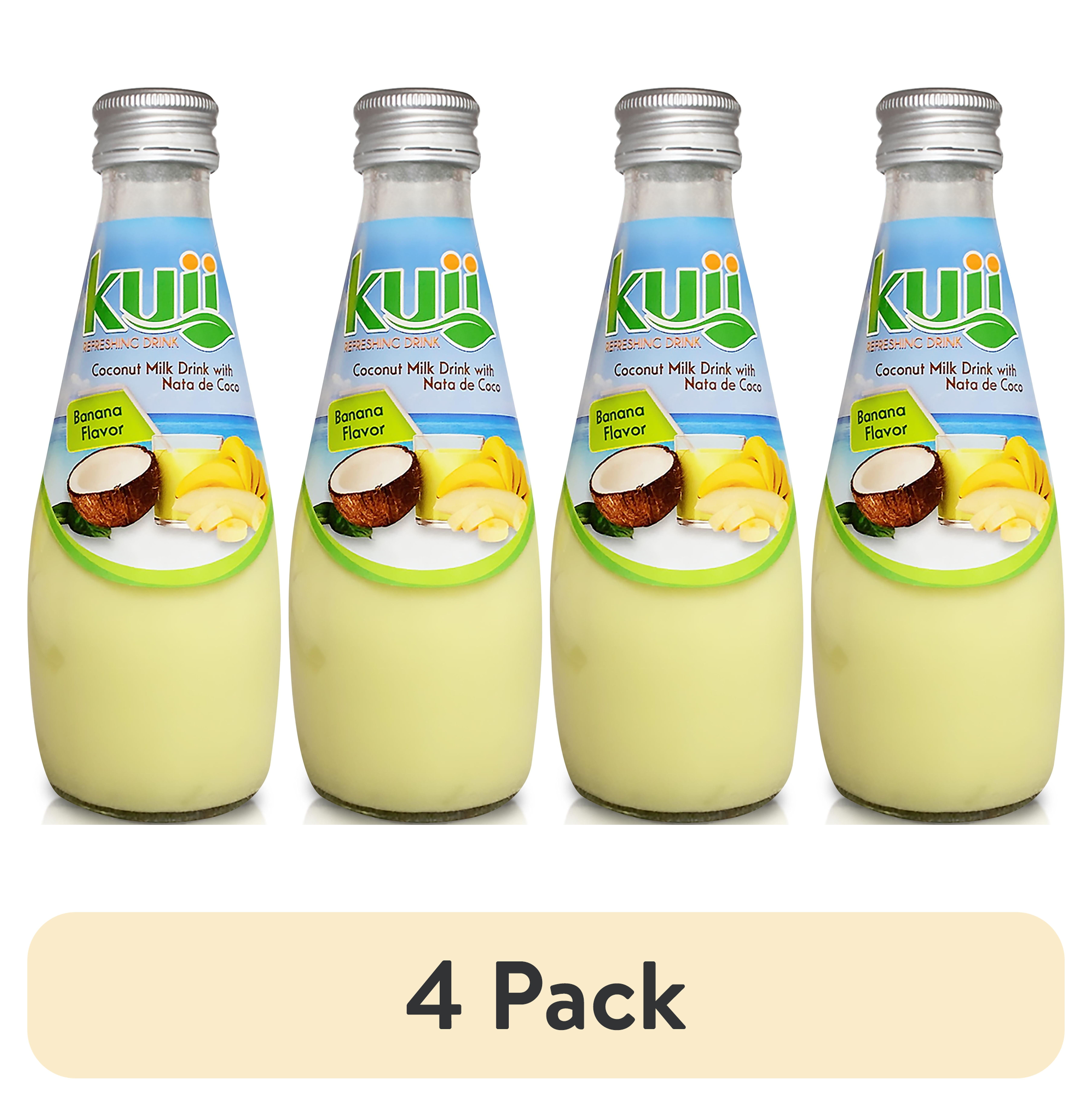 (4 pack) Kuii Drinks Coconut Milk with Nata de Coco, Banana, 290mL