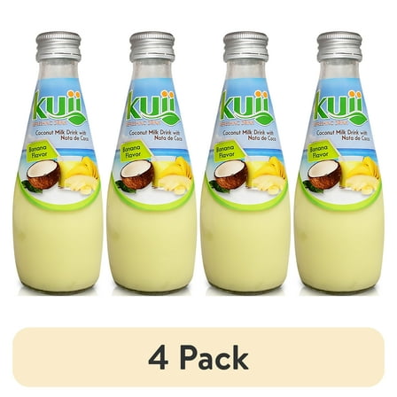 (4 pack) Kuii Drinks Coconut Milk with Nata de Coco, Banana, 290mL