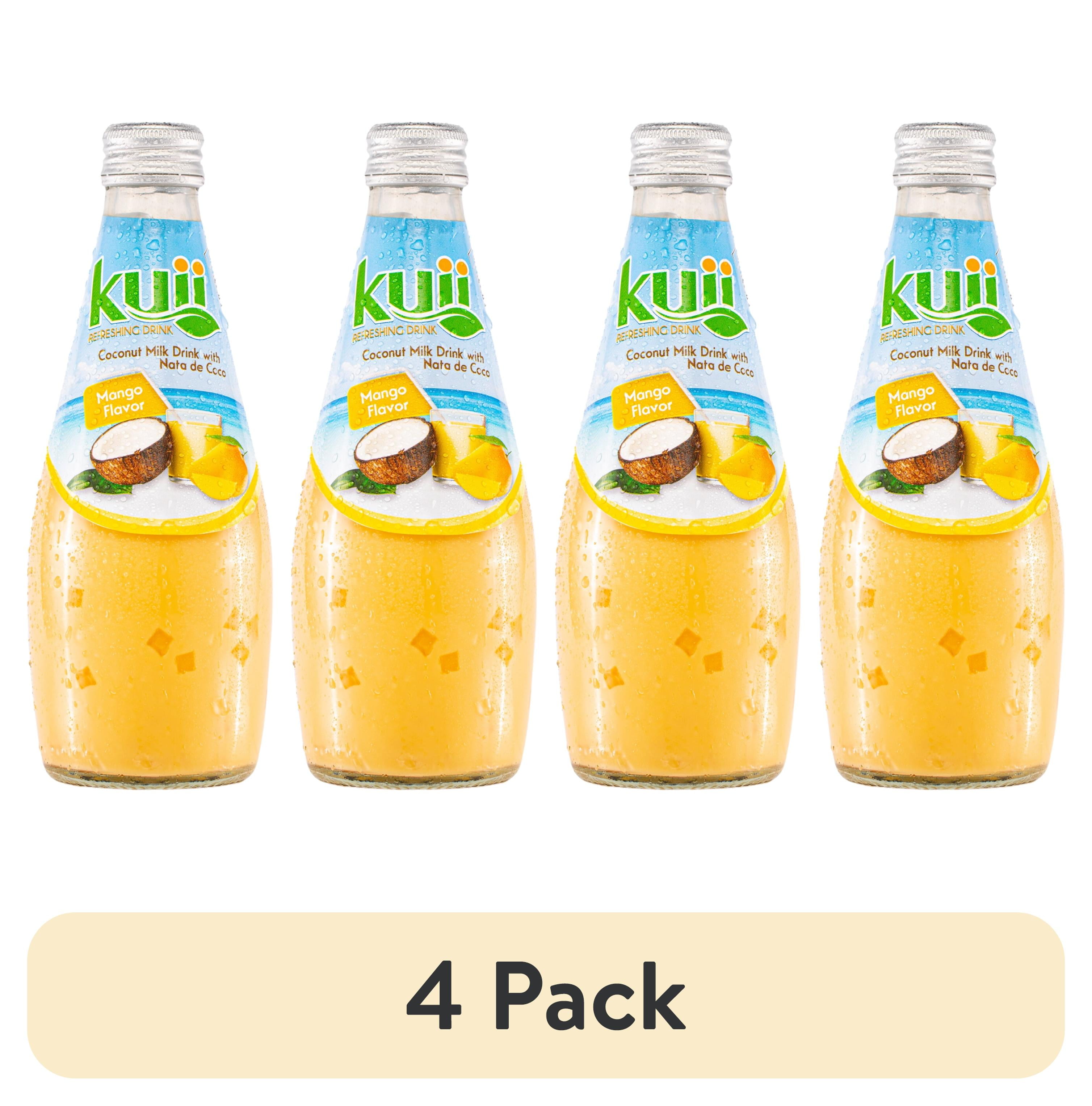 (4 pack) Kuii Drinks Coconut Milk with Nata de Coco, Mango, 290mL