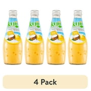 (4 pack) Kuii Drinks Coconut Milk with Nata de Coco, Mango, 290 mL Single Glass Bottle