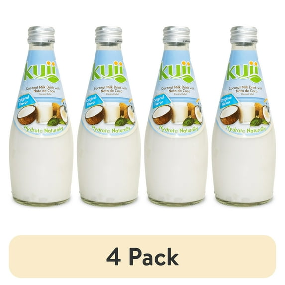 (4 pack) Kuii Drinks Coconut Milk with Nata de Coco, Original, 290mL