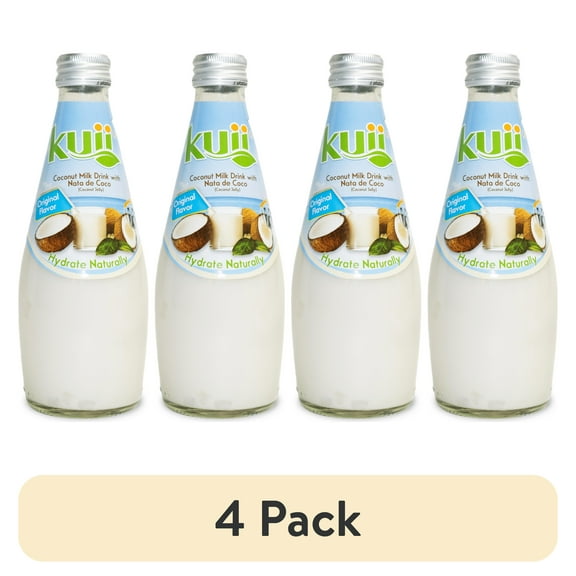 (4 pack) Kuii Drinks Coconut Milk with Nata de Coco, Original, 290mL