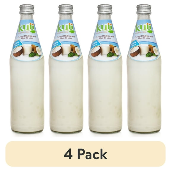 (4 pack) Kuii Drinks Coconut Milk with Nata de Coco, Original, 485mL