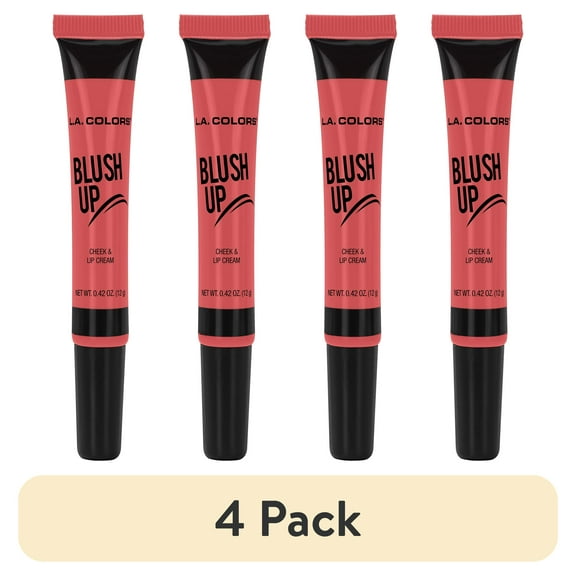 (4 pack) L.A. COLORS Blush, Cream Blush with Brush, Natural Flush, Pink Shade, 0.42 fl oz