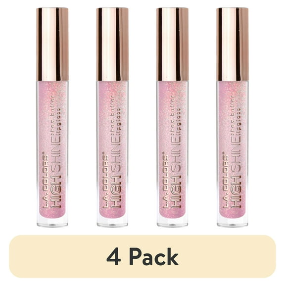 (4 pack) L.A. COLORS Moisturizing High Shine Holographic Shimmer Lip-gloss, Sugar Lips, 0.14 fl oz