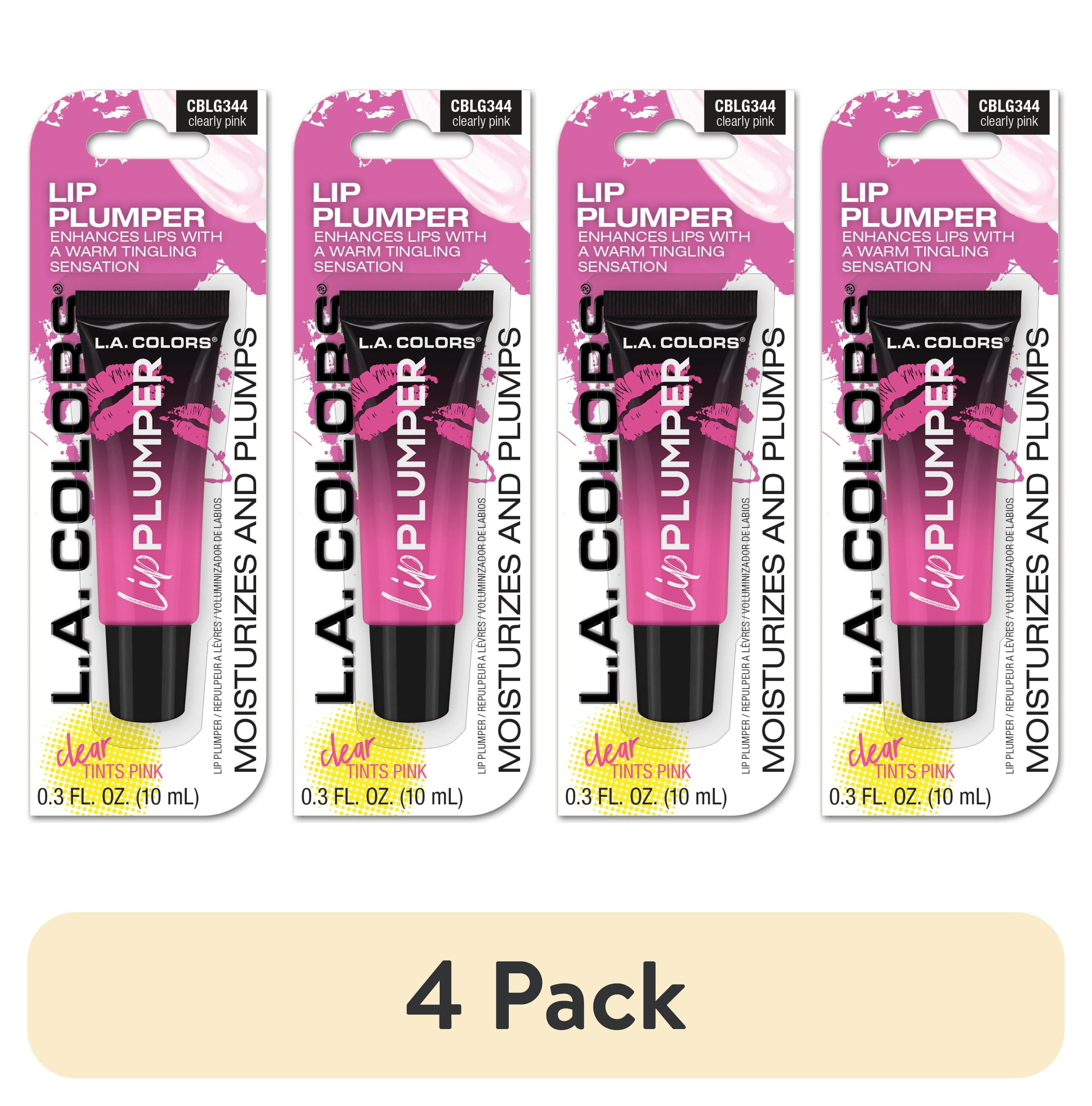 (4 pack) L.A. COLORS Sheer Pink Nourishing & Hydrating Glossy Lip Plumper, Clearly Pink, 0.30 fl oz