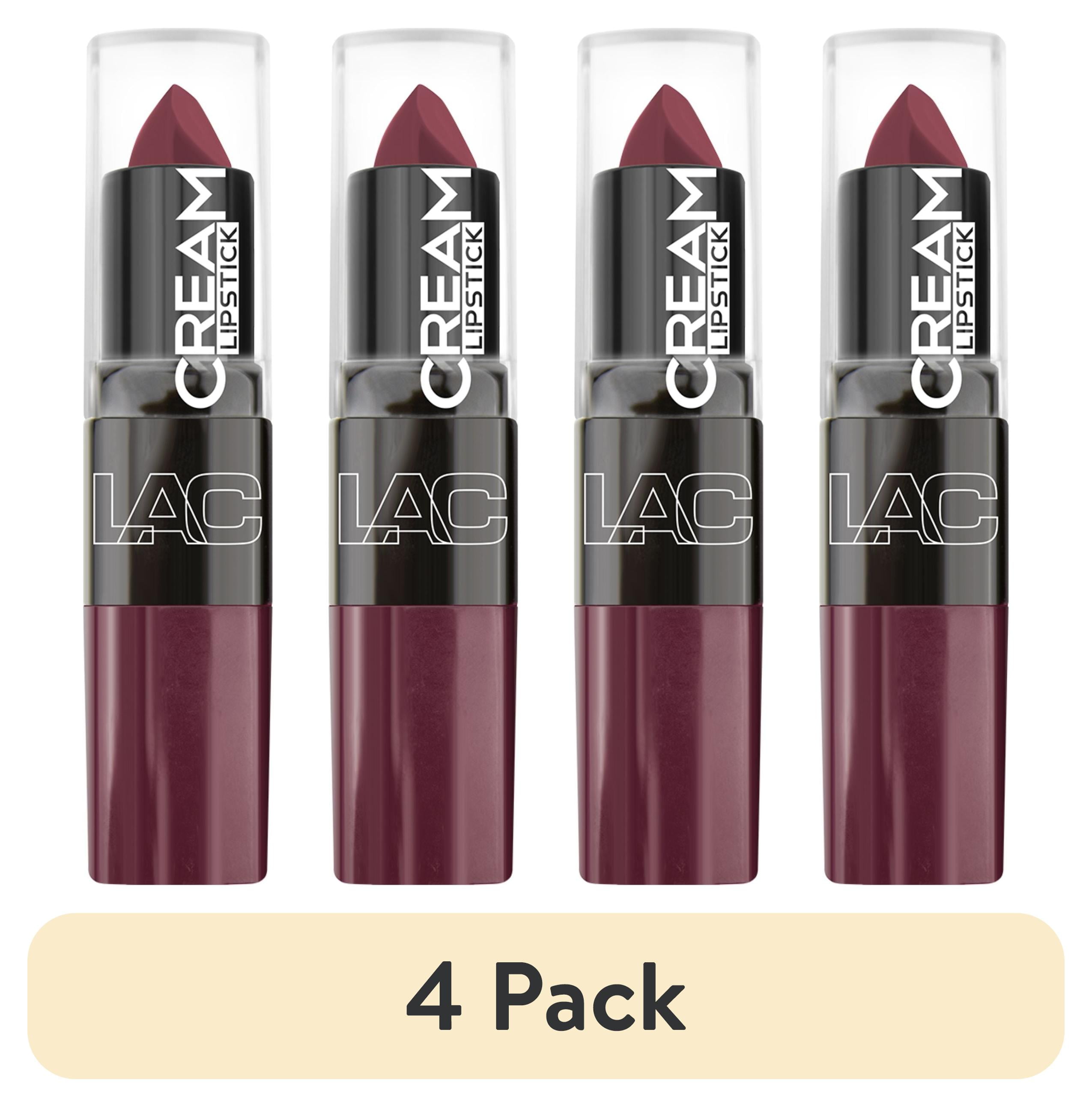 (4 pack) L.A. Colors Long-lasting Moisture Cream Velvet Plush Lipstick, Angelic