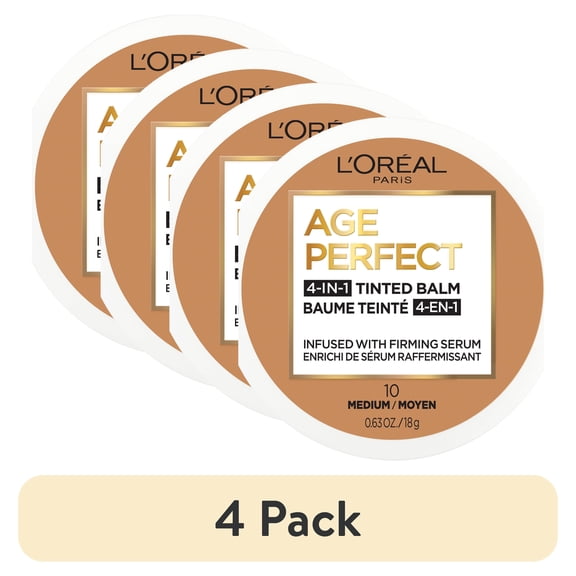(4 pack) L'Oreal Paris Age Perfect Balm Foundation Makeup, M10 Medium, 0.609 fl oz