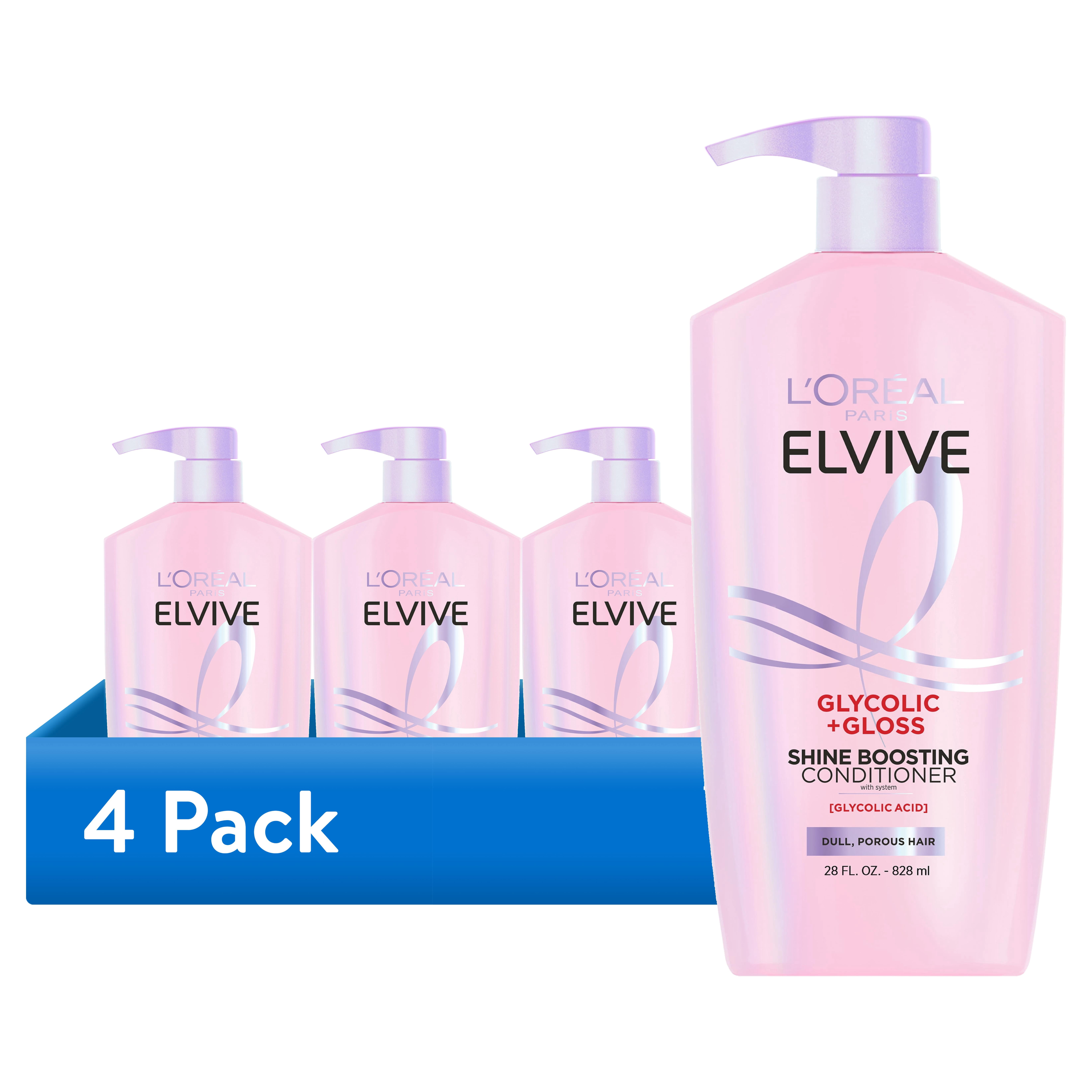 (4 pack) L'Oreal Paris Elvive Glycolic Gloss Shine Boosting Conditioner, 28 fl oz