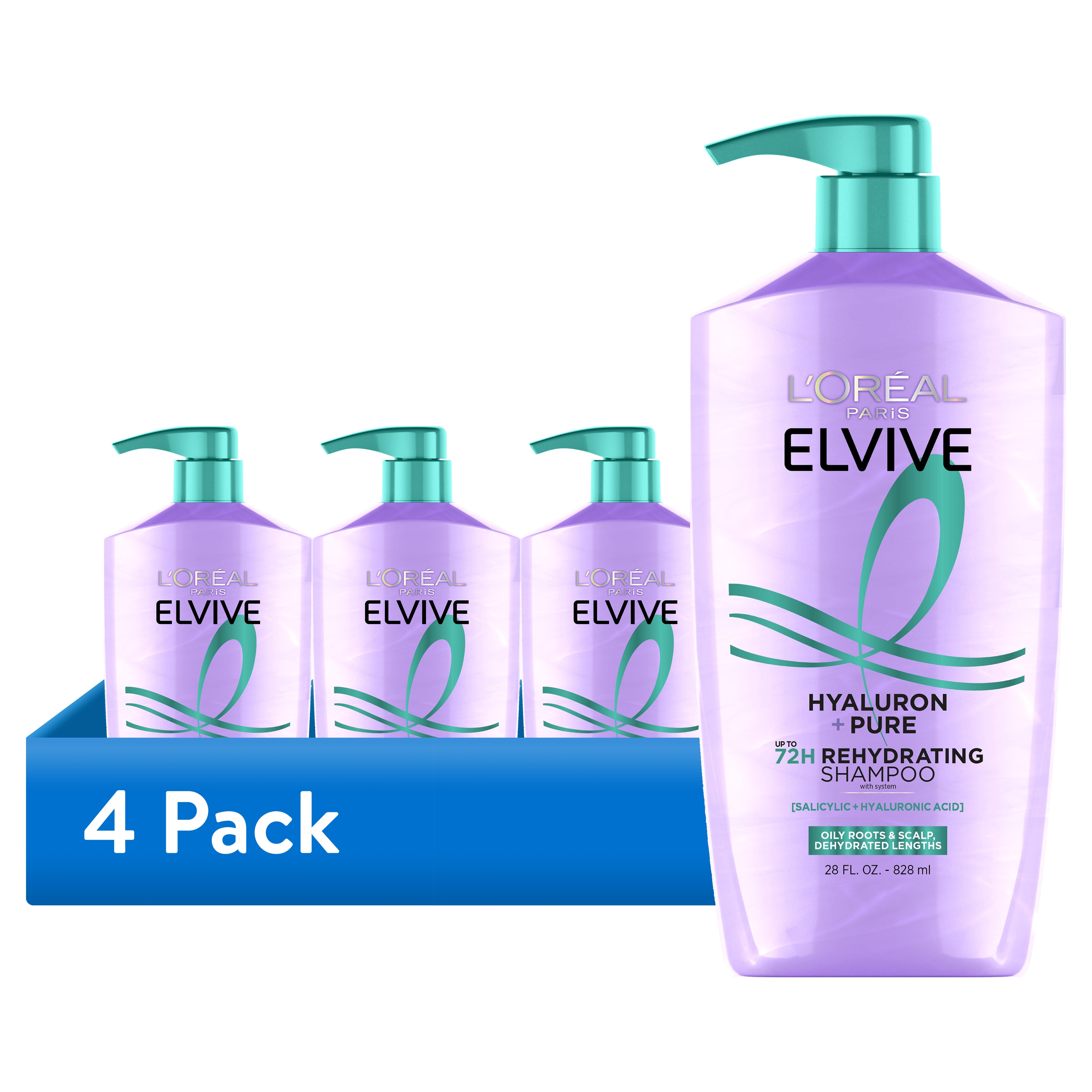 (4 pack) L'Oreal Paris Elvive Hyaluron Pure Shampoo, 28 fl oz