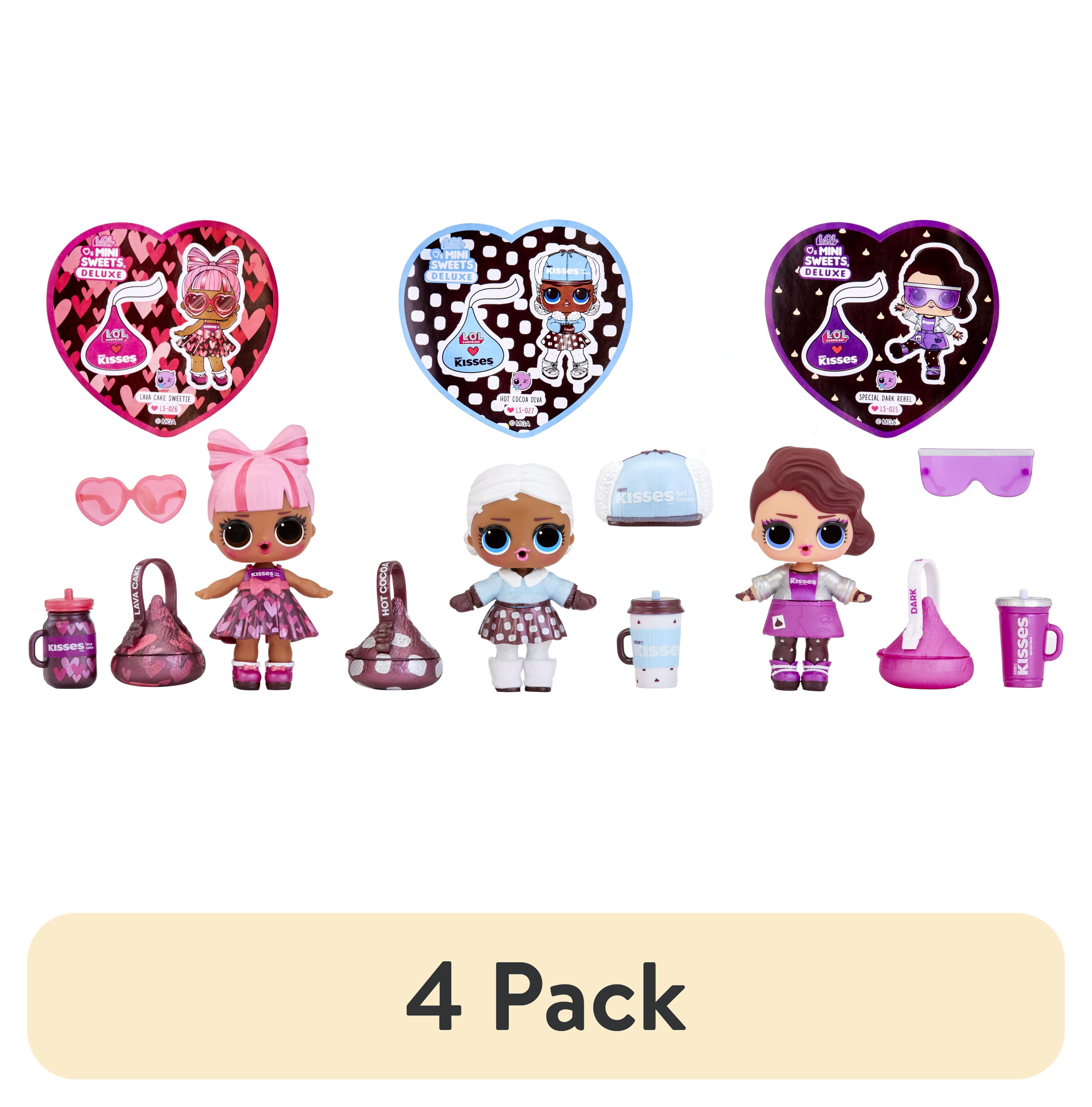 (4 pack) LOL Surprise Loves Mini Sweets Hershey’s Kisses Deluxe Pack with over 20 Surprises, Accessories, Collectible Dolls