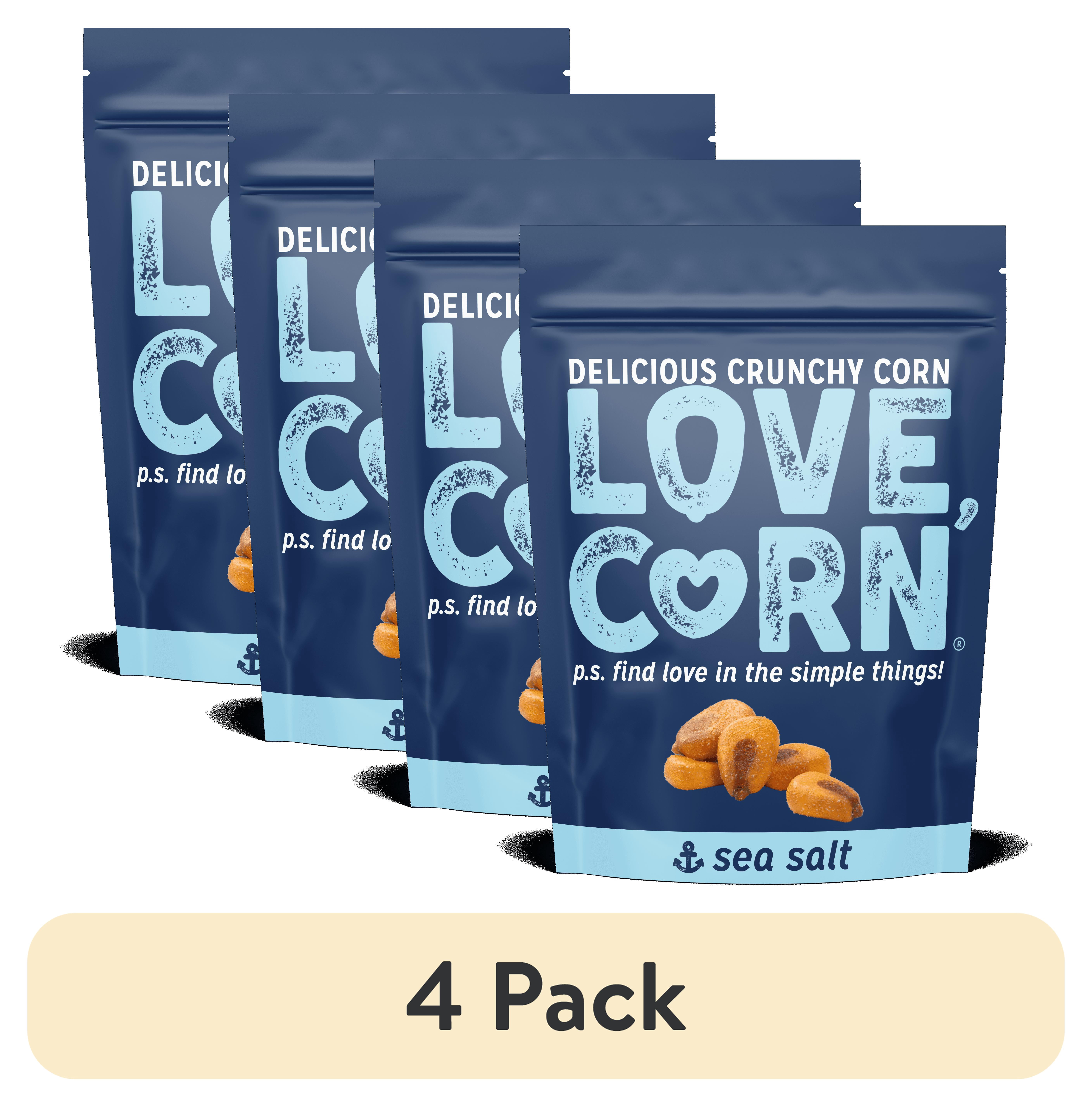 (4 pack) LOVE CORN: Sea Salt 4oz | Roasted Crunchy Corn - Gluten-Free - Plant based & Vegan - Healthy Snack - Low Calorie - Non GMO