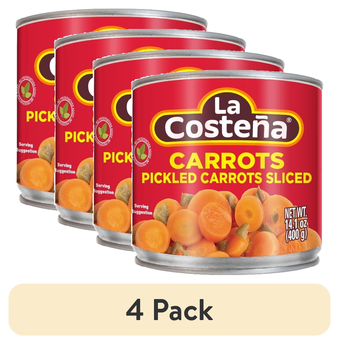(4 pack) La Costeña Sliced Pickled Carrots and Jalapeno Peppers, 14.1 oz