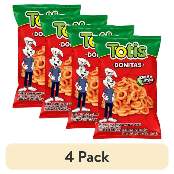 (4 pack) Totis Donitas Chili Lime Wheat Chips, 3.88 oz