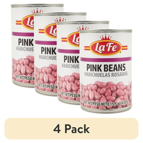 (4 pack) La Fe Pink Beans in Water and Salt - 15.5 oz Can, Allergen-Free