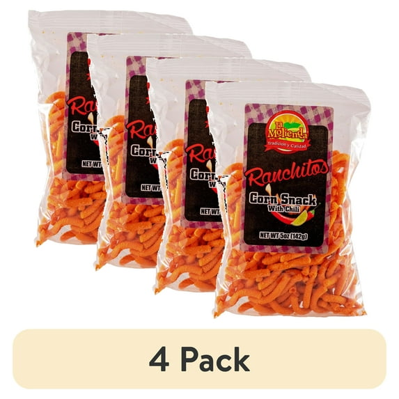 (4 pack) La Molienda Ranchitos Spicy Corn Churros, Mexican Traditional Snack, 5 oz