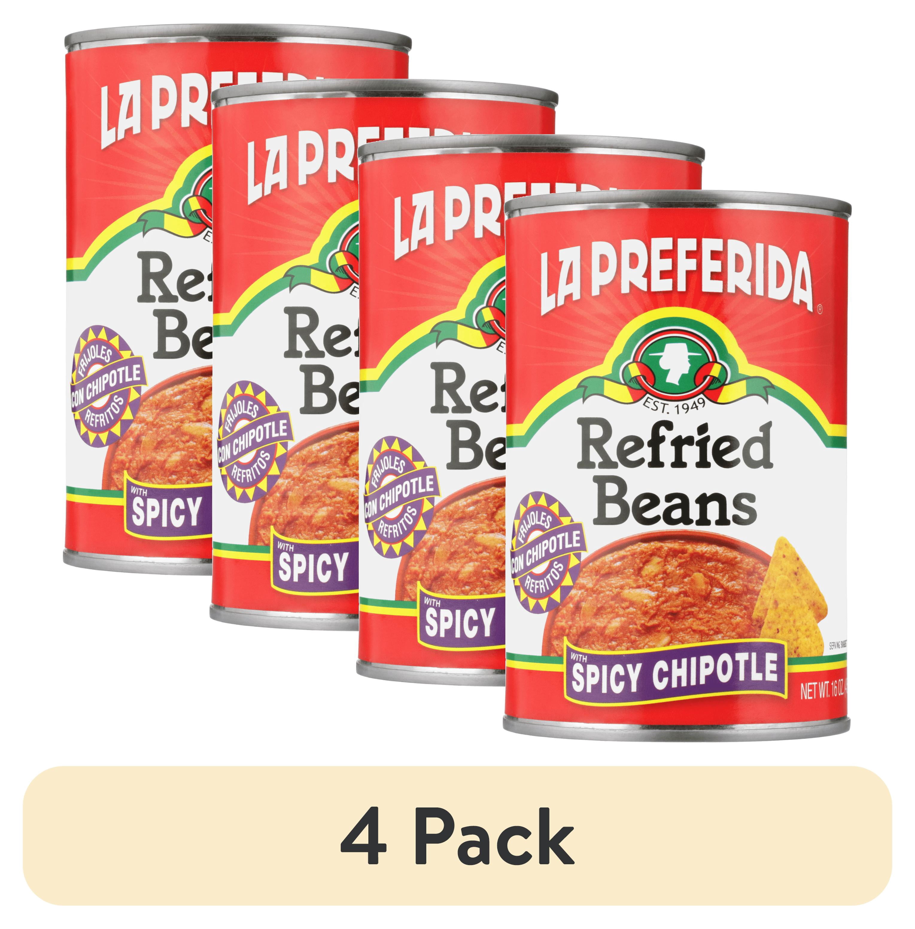 (4 pack) La Preferida Refried Beans with Spicy Chipotle, 16 Oz
