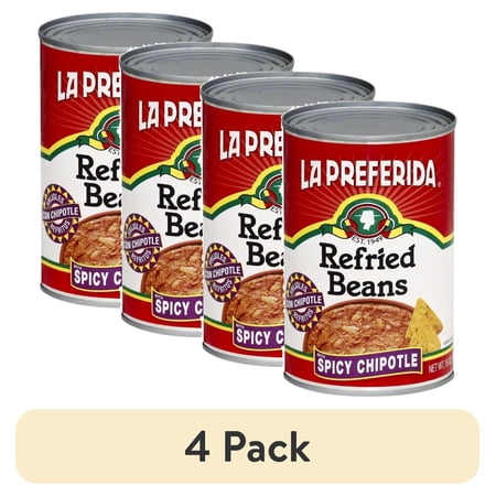 (4 pack) La Preferida Refried Beans with Spicy Chipotle, 16 Oz