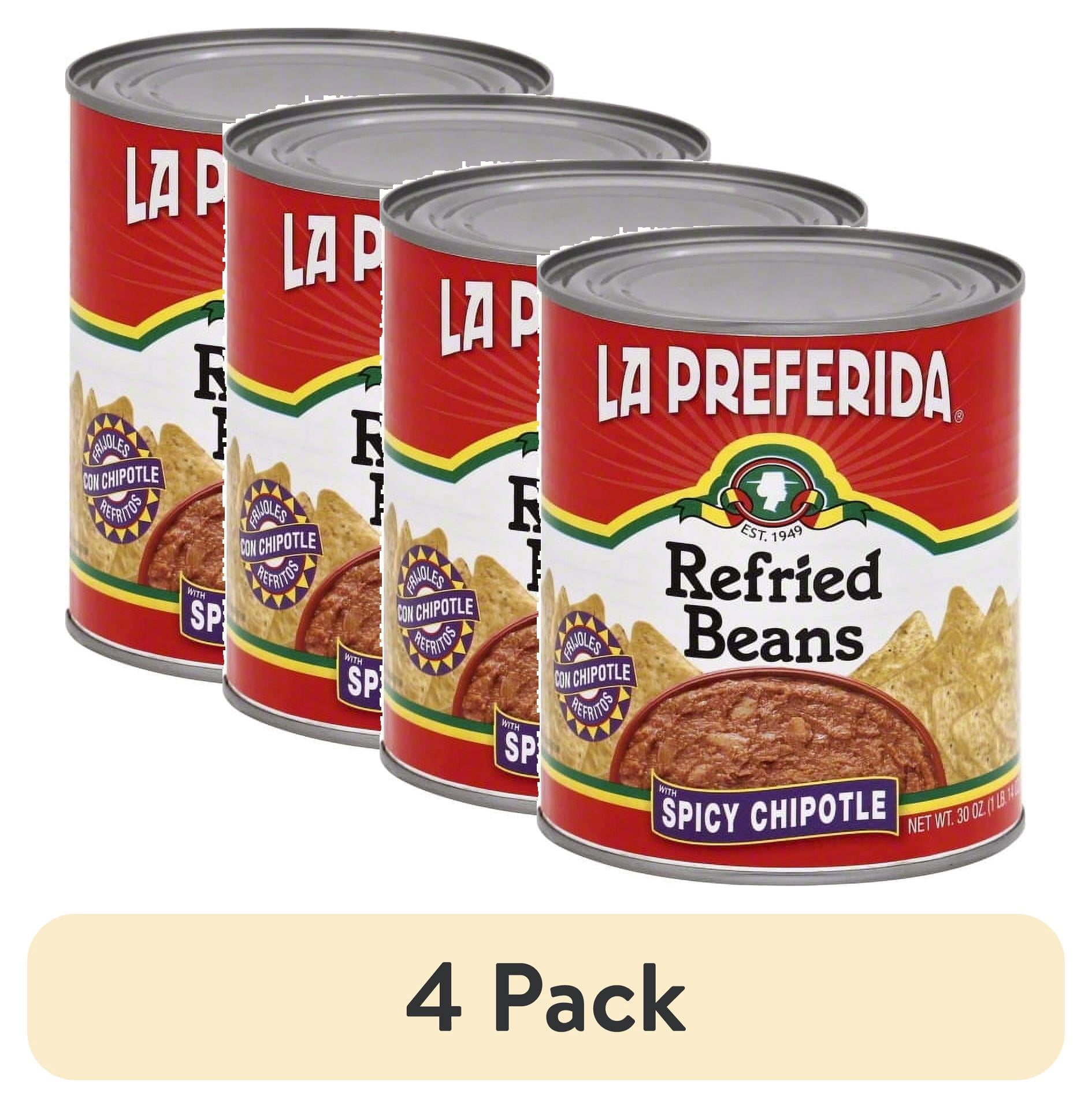 (4 pack) La Preferida Spicy Chipotle Refried Beans, 30 oz