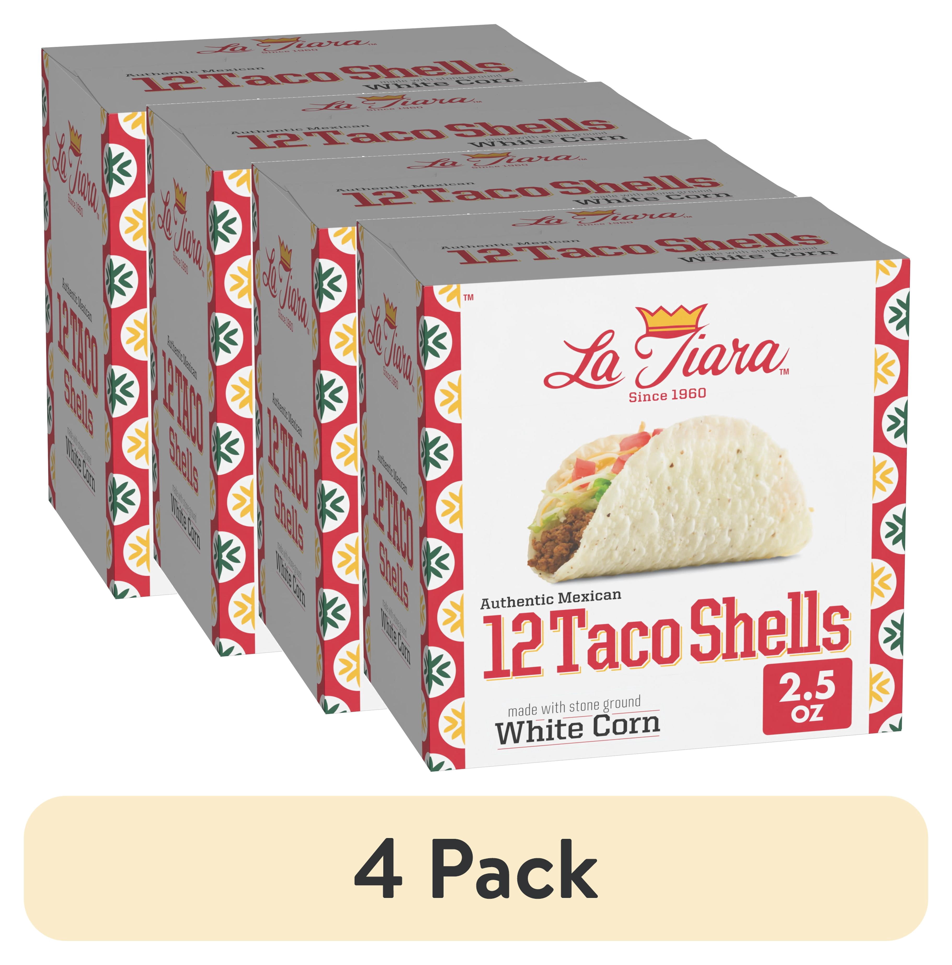 (4 pack) La Tiara Authentic Mexican White Corn Taco Shells, Meal Prep, 12 Count, 2.5 oz